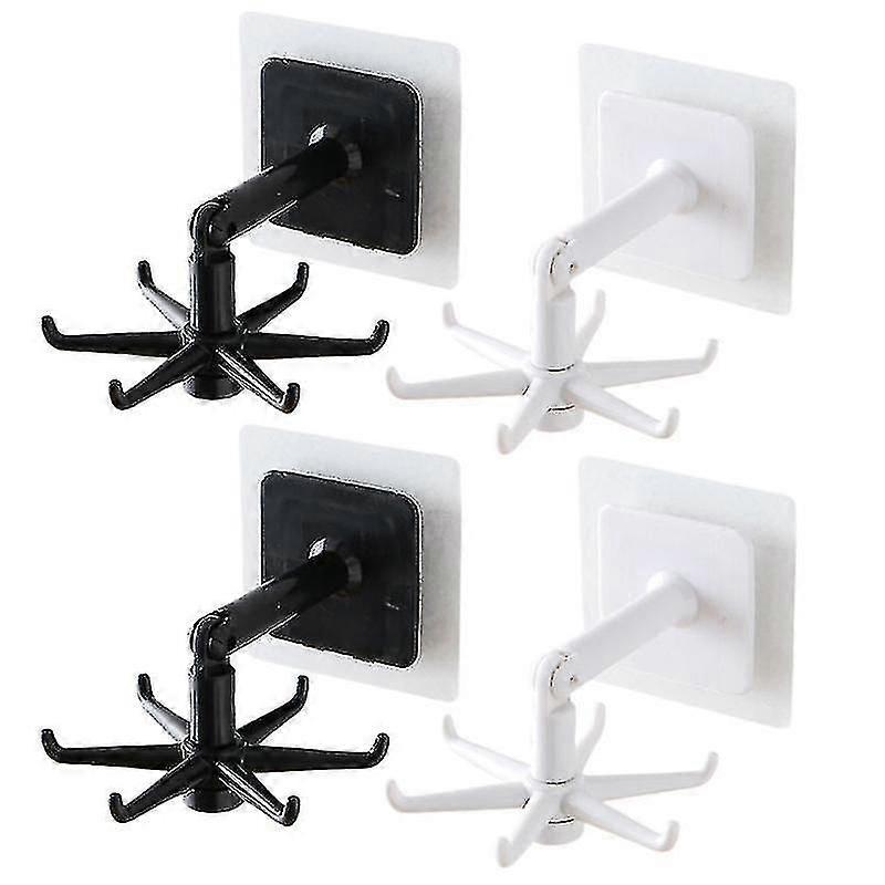 4pcs Multifunctional Kitchen Holder Towel Rack Rotary Hooks (as Shown)
