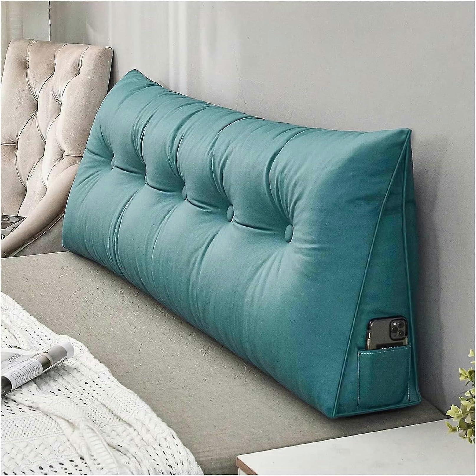 Bed Rest Reading Wedge Backrest Pillow, Dustproof, Tufted, Breathable, With Large Side Pockets, Headboard Compatible