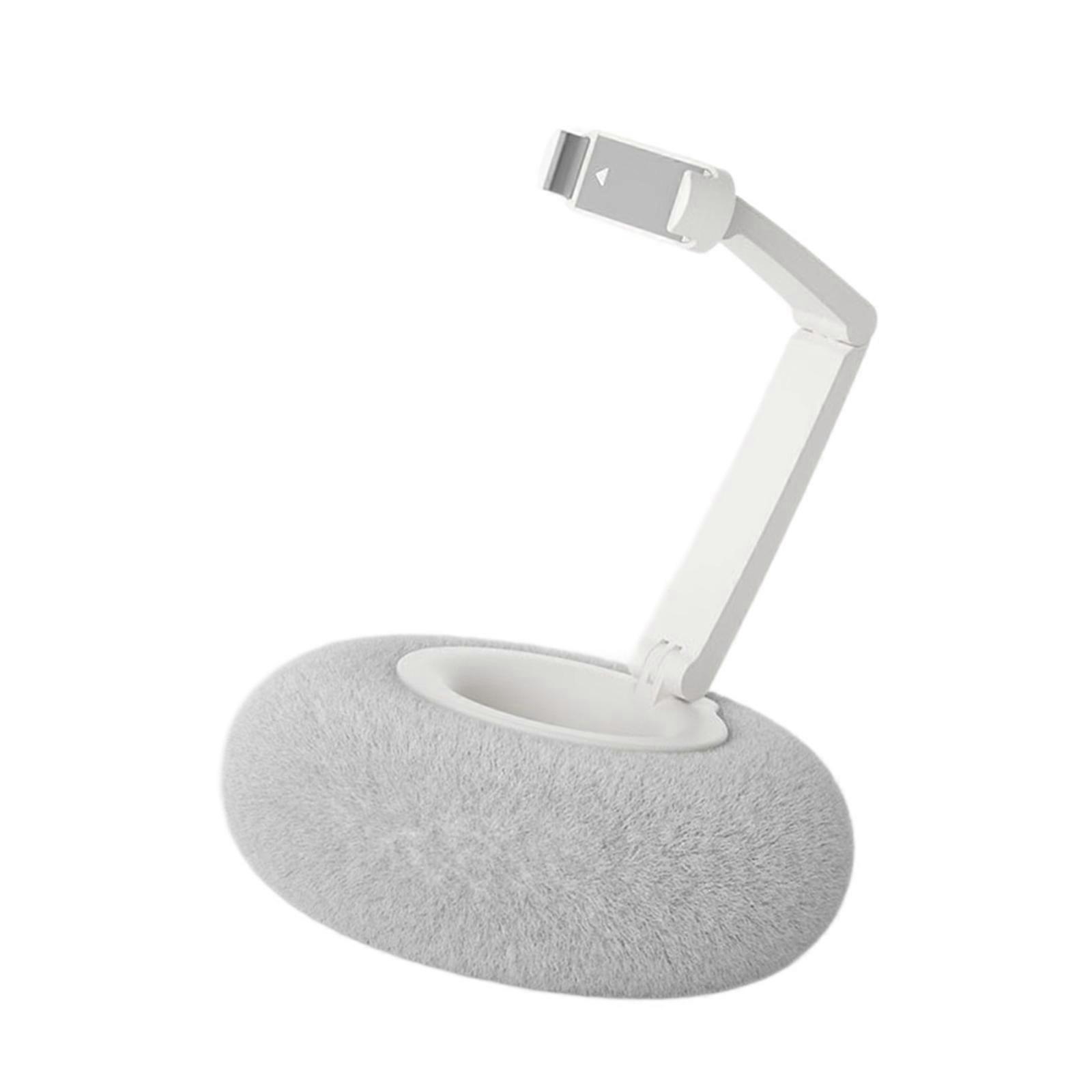 Portable Bedside Phone Mount Plush Pillow Holder 2-12Inch Height Adjustment Double Rotating Arms Design For Home Office  White