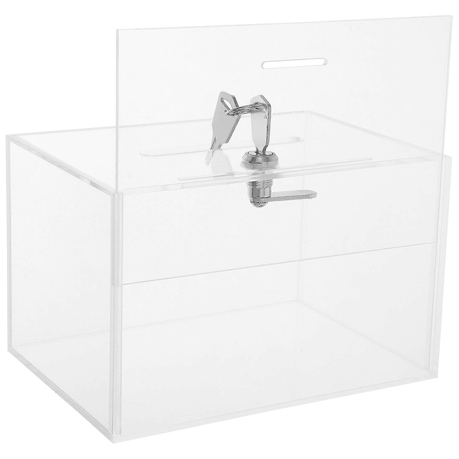 Suggestion Box Ballot Box Acrylic for Voting with Lock and Sign Holder