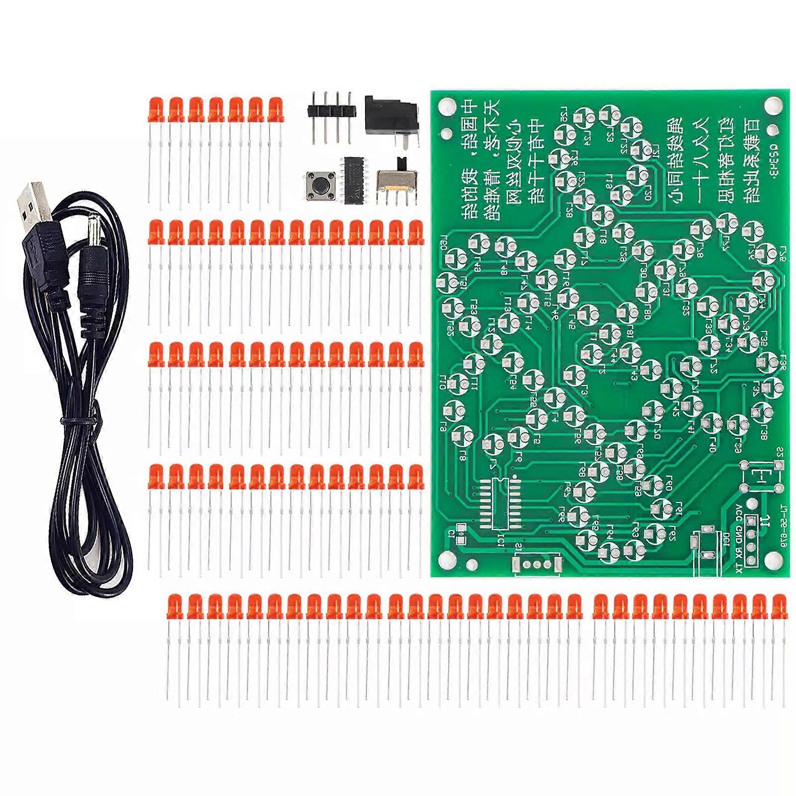 Electronic DIY 81 LED Chinese Knot Flow Lamp Fun Microcontroller Welding Exercise Circuit Board Electronic Loose Parts Multicolor