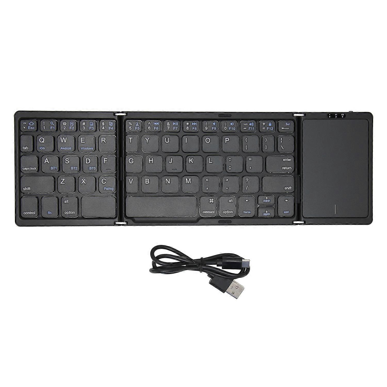 Foldable Bluetooth Keyboard with Touchpad Full Size Support 3 Devices Rechargeable Portable Wireless