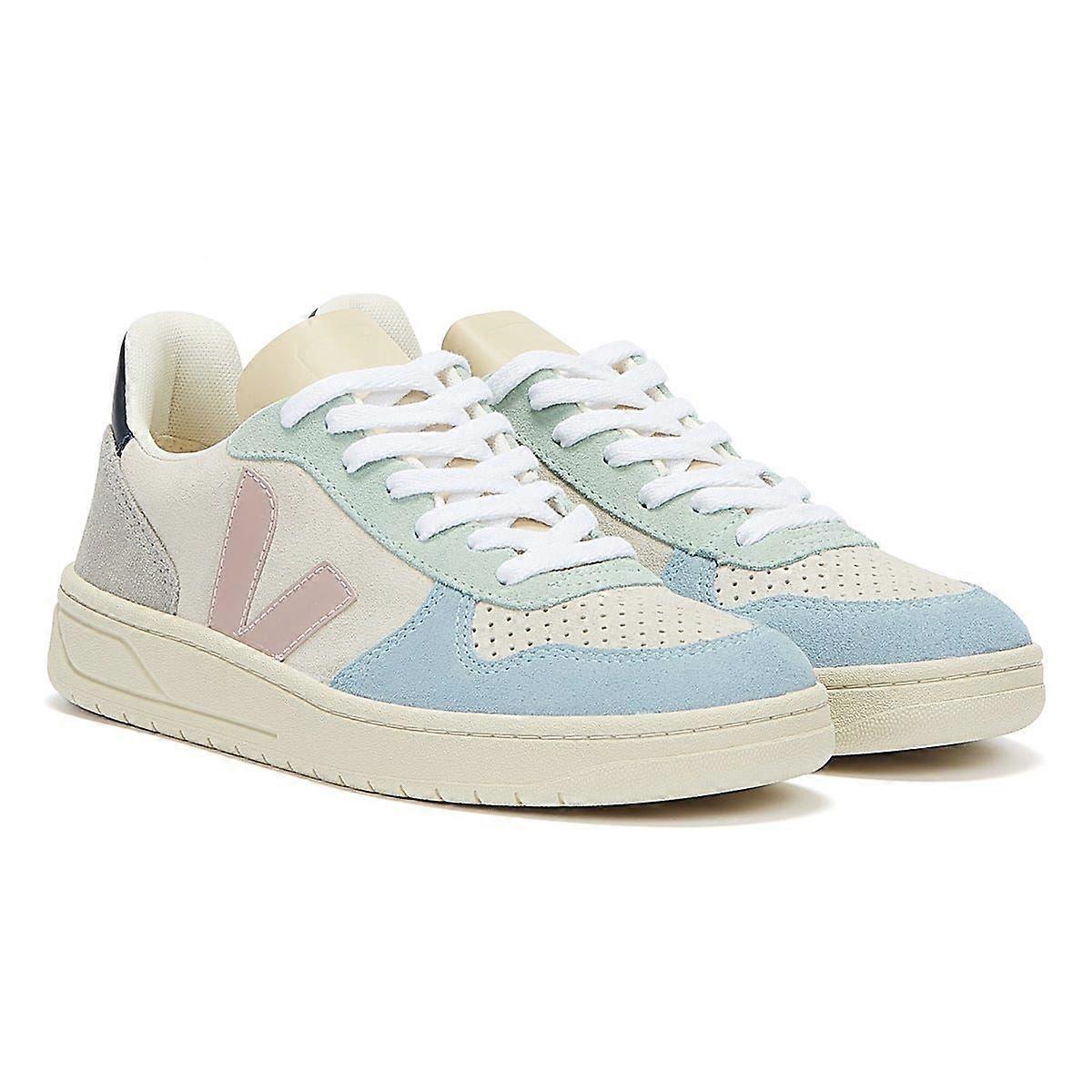 Womens Veja V-10 Suede Multico / Natural / Babe Trainers - (White)