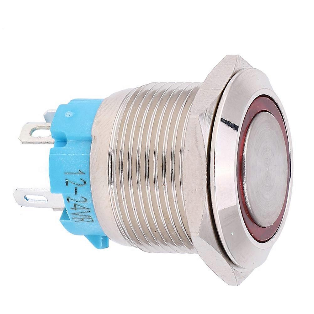 2pcs 12~24VDC 19mm Self Locking Push Button Switch 1NO 4PIN Metal Button Switch(Red )