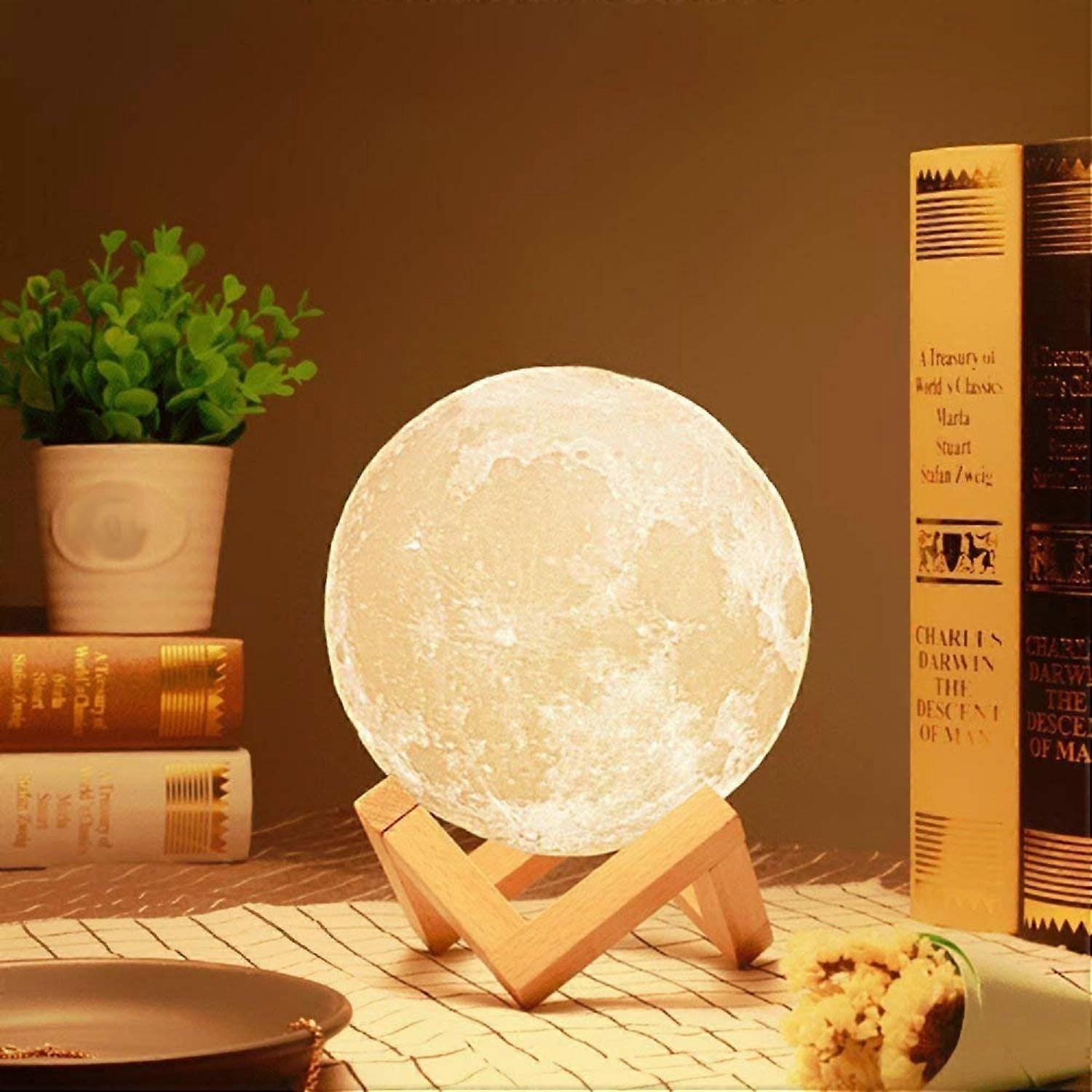 3D Moon Lamp 7 Color Changing Rechargeable Night Light with Stand for Bedroom Decor 15CM