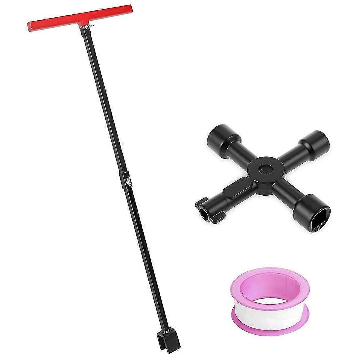 Water Meter Key with 4-Way Utility Key,Water Shut Off Tool
