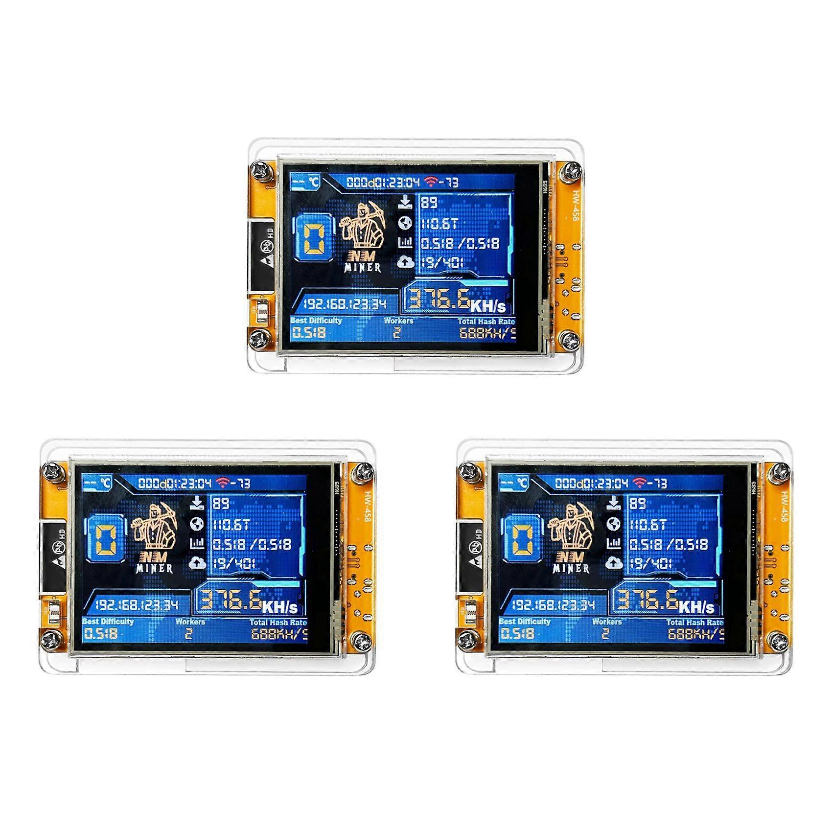 3X NMMiner NerdMiner V2 Hashrate 377KH/S ESP32 2.8 Inch Smart Display Crypto Solo Lottery Miner BTC Lottery