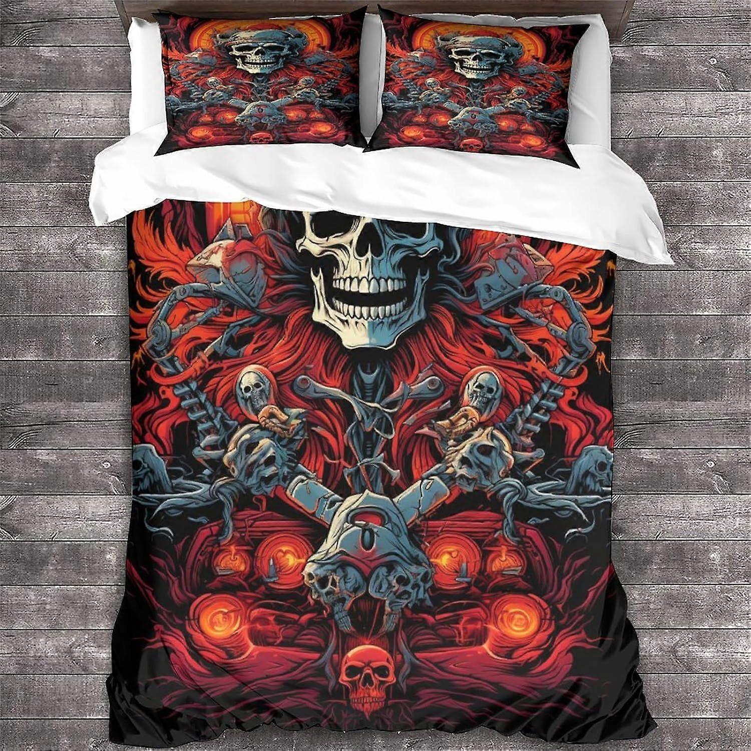 Rock 'n' Roll Roupa de Cama Capa Edredom Heavy Metal Guitarra Impresso Capa Colcha de Cama para Crianças Adolescente Caveira Conjunto de Roupa de Cama com fronhas Duplo