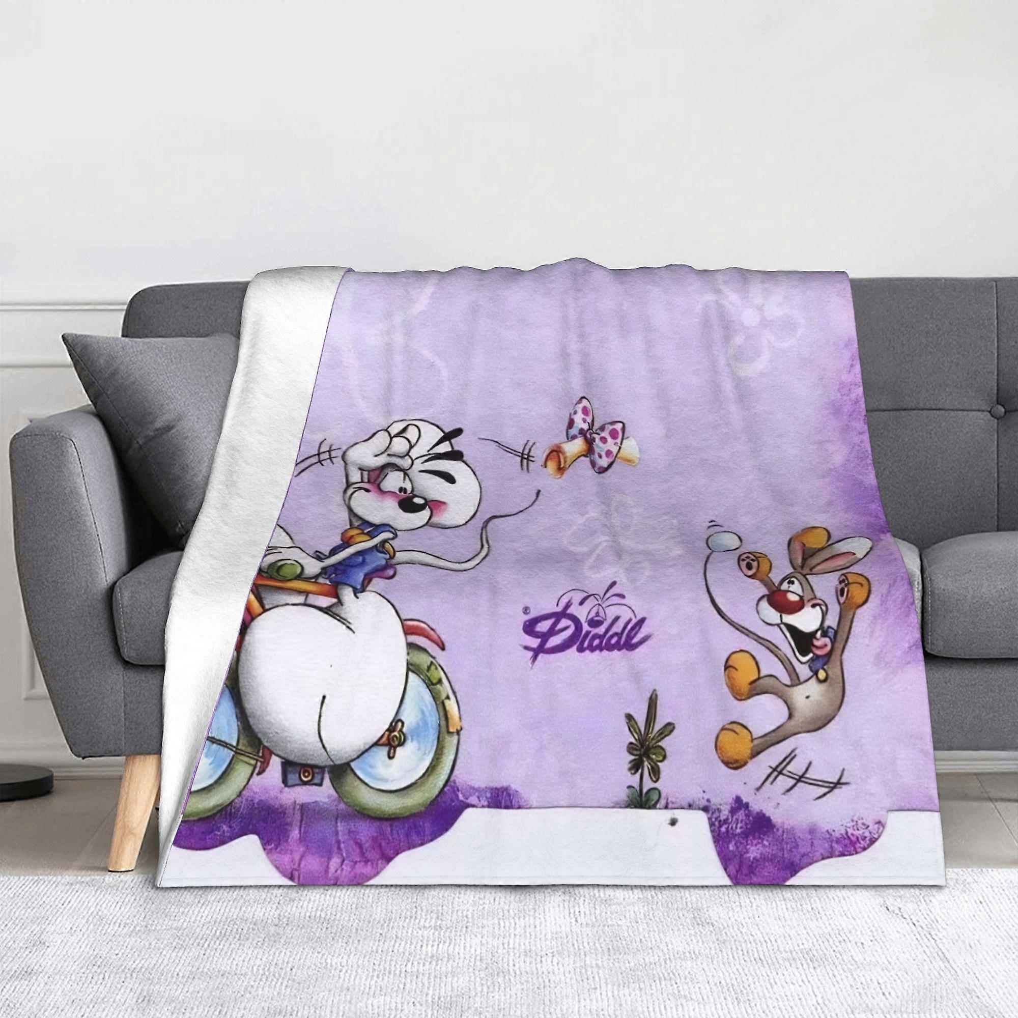 Couverture en flanelle mignonne à motif rat D-Diddl, idéale pour l'hiver, multifonctionnelle et légère, parfaite pour le canapé ou la chambre.