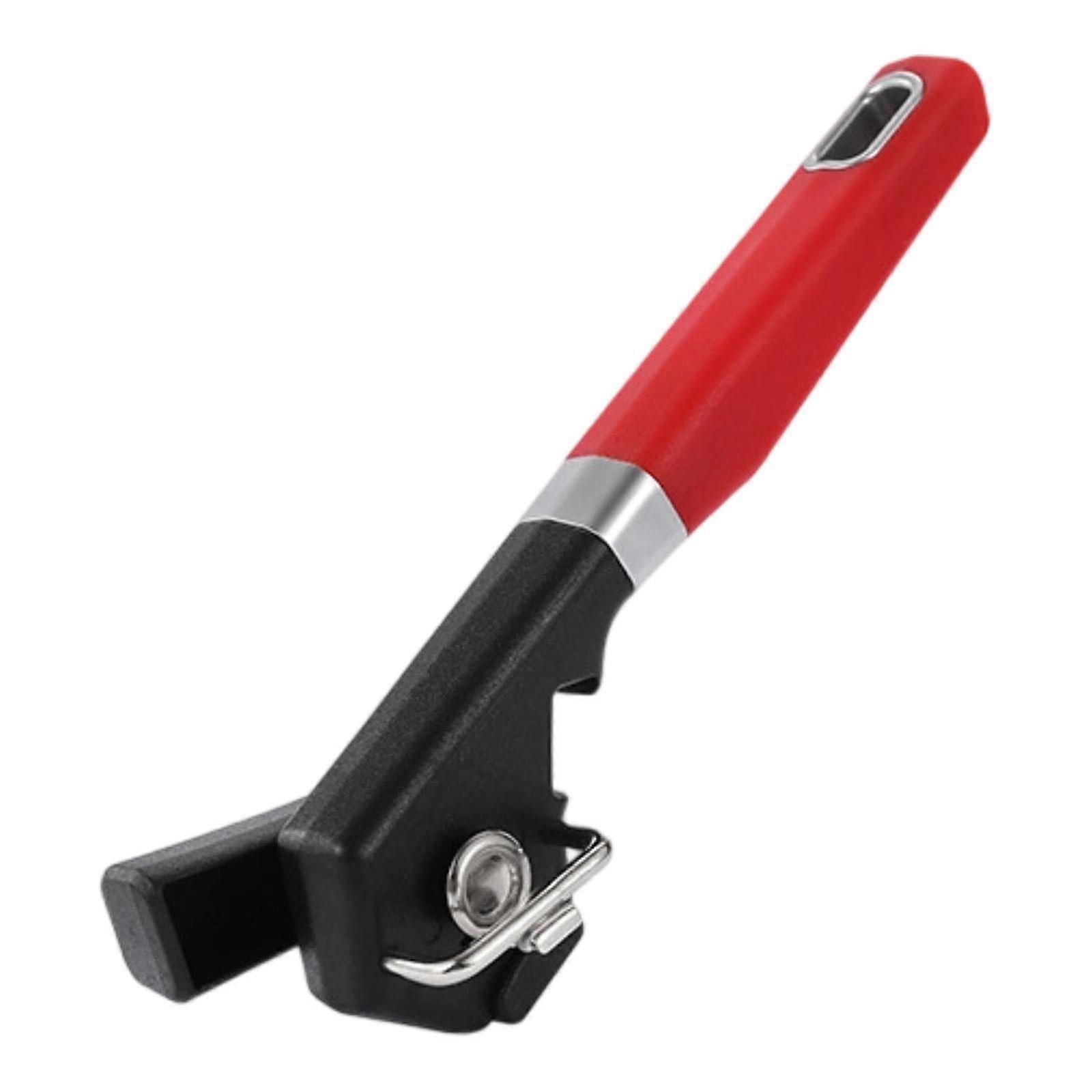 Manual Smooth Edge Can Opener with Ergonomic NonSlip Handle for Kitchen Camping, Red