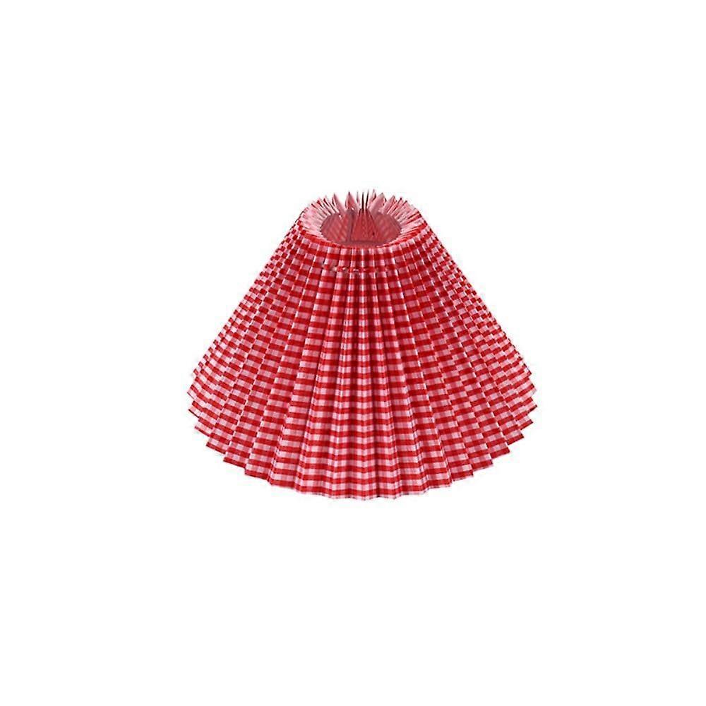 Lampshade Red Checkered Chandelier Shade E27 Fixture Compatible Washable Pleated Fabric Design