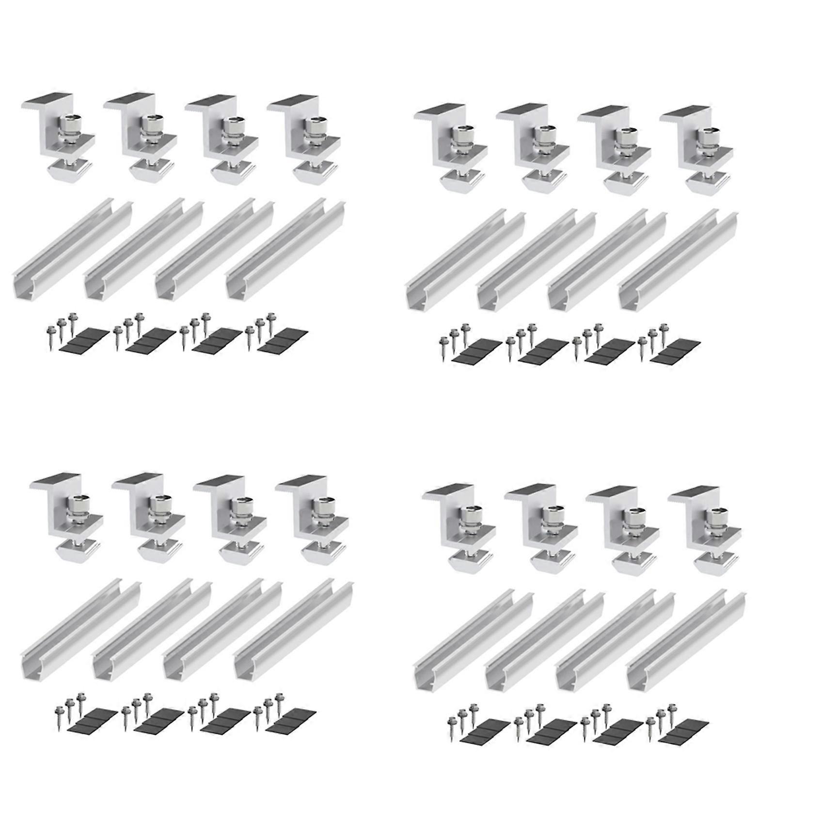 16X Solar Panel Mount Bracket Photovoltaic Panel Rail Solar Panel Mount Fastening Module with Mid