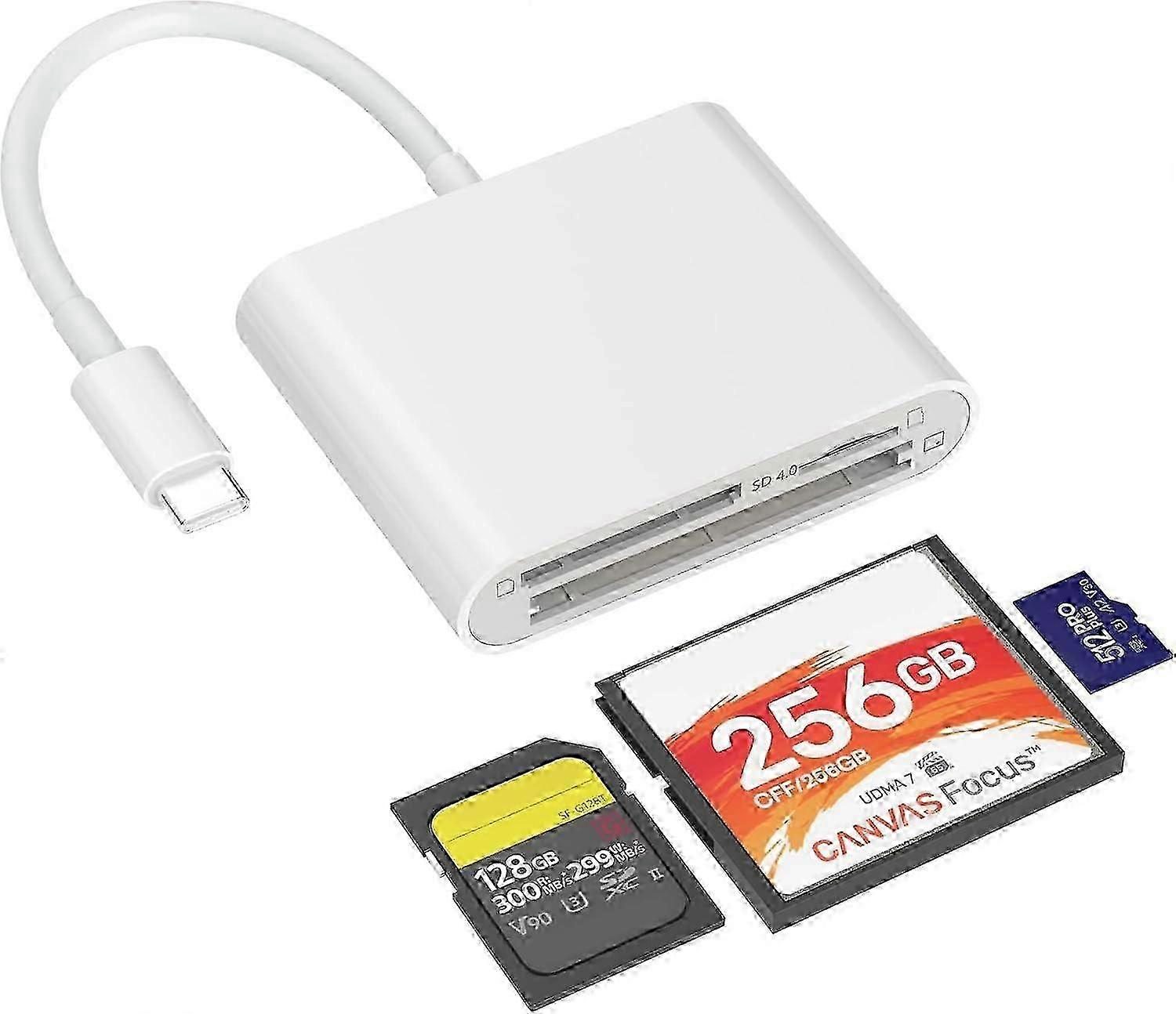 Tiansong 3-in-1 USB 3.0 Card Reader for UHS-II SD/CF/MMC Memory Cards - Simultaneous 5Gbps Read Write Adapter with Compact Design for Cameras and PCs