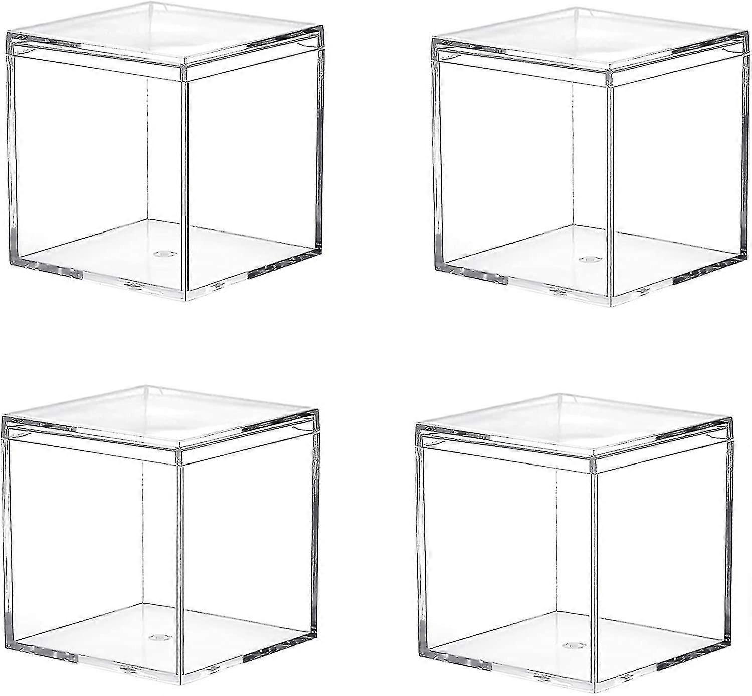 4 Pack Small Clear Acrylic Plastic Square Cube