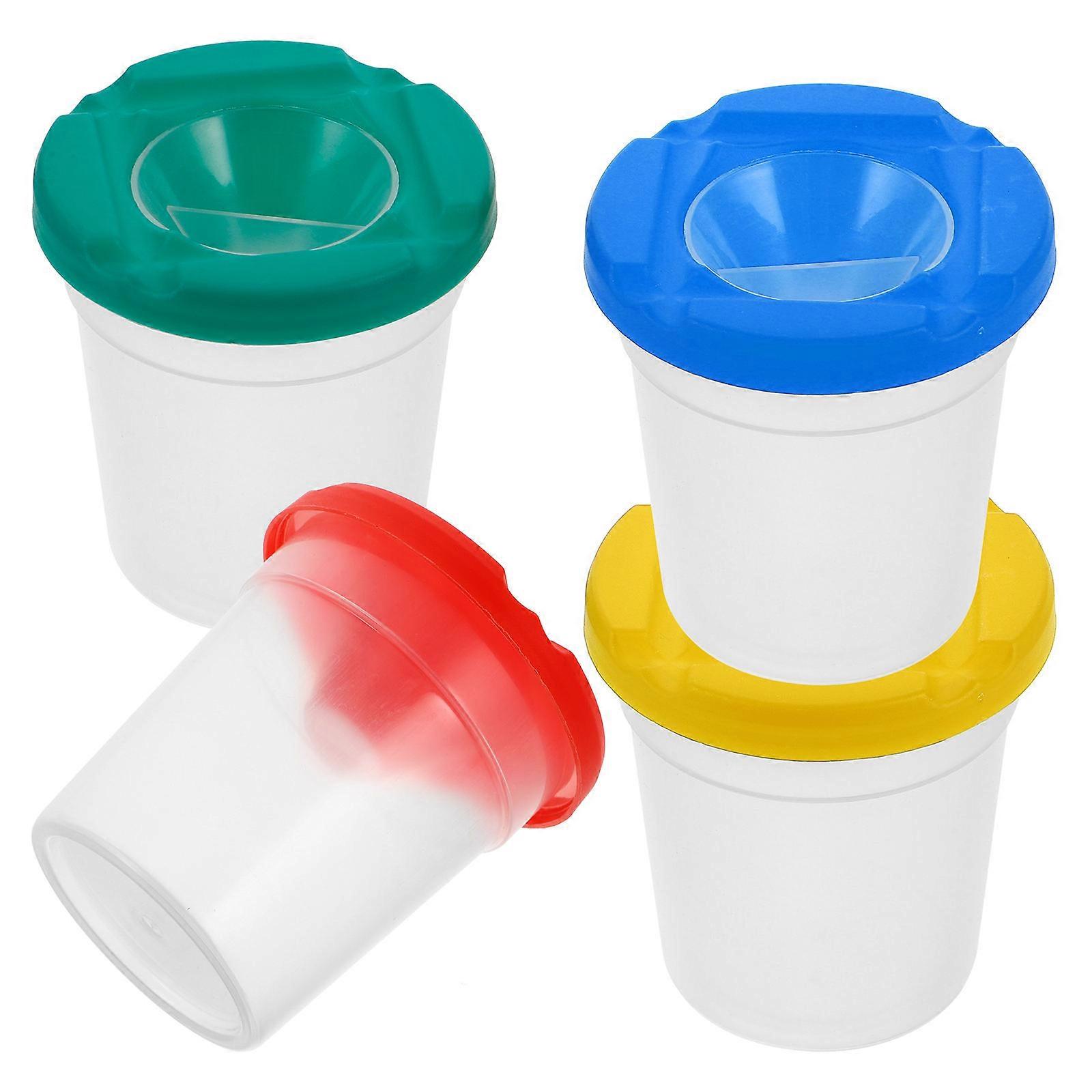 4pcs Kids Painting Brush Basins with Rotating Function and Washing Tools Random Color