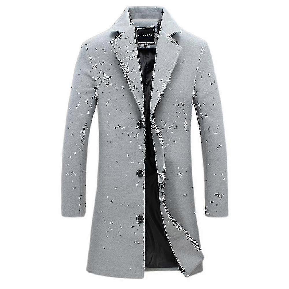 Ullfrakk for store menn - Klassisk varm vinterlang trenchcoat
