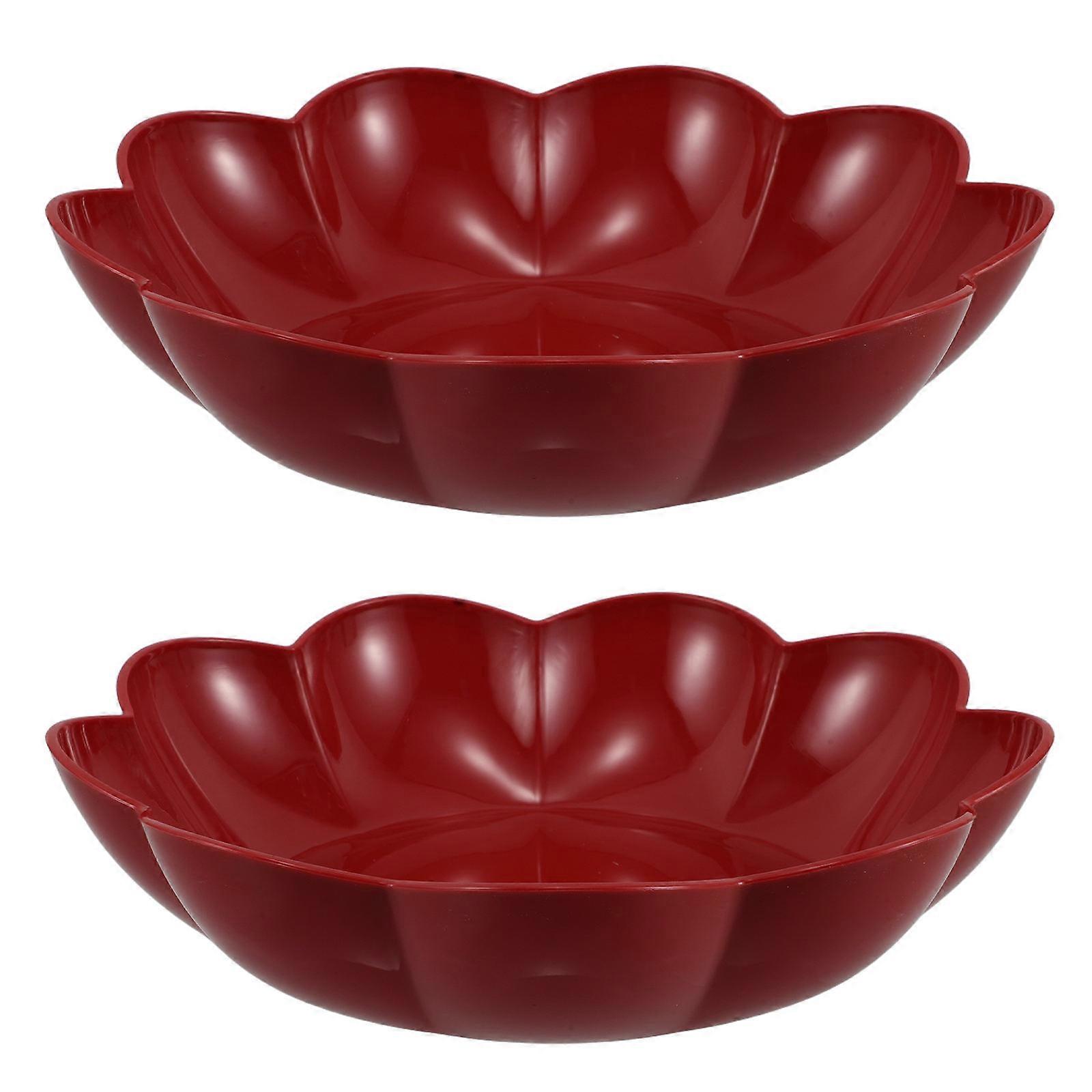Home Use Candy Plate Serving Tray for Snacks 2Pcs Red