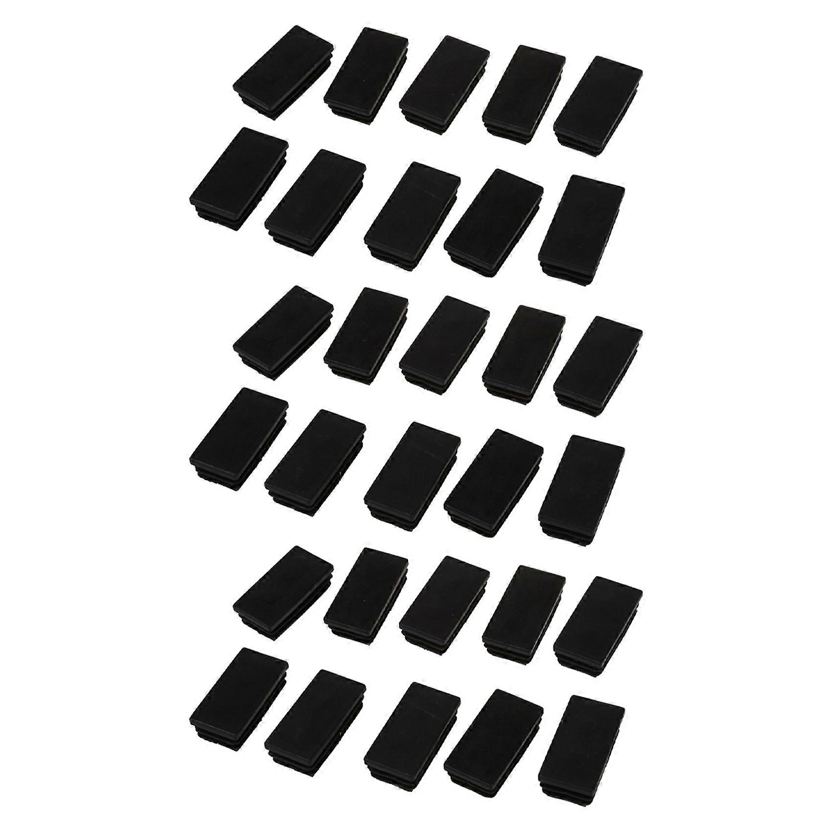 Plastic Rectangle Tube Inserts End Blanking Cap 25X50mm 30 Pcs Black