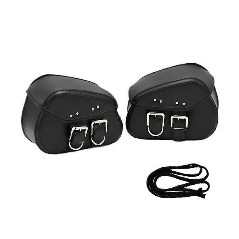 2pcs Universal Motorcycle Saddlebags with Tool Bag Black Side Storage for Easy Installation