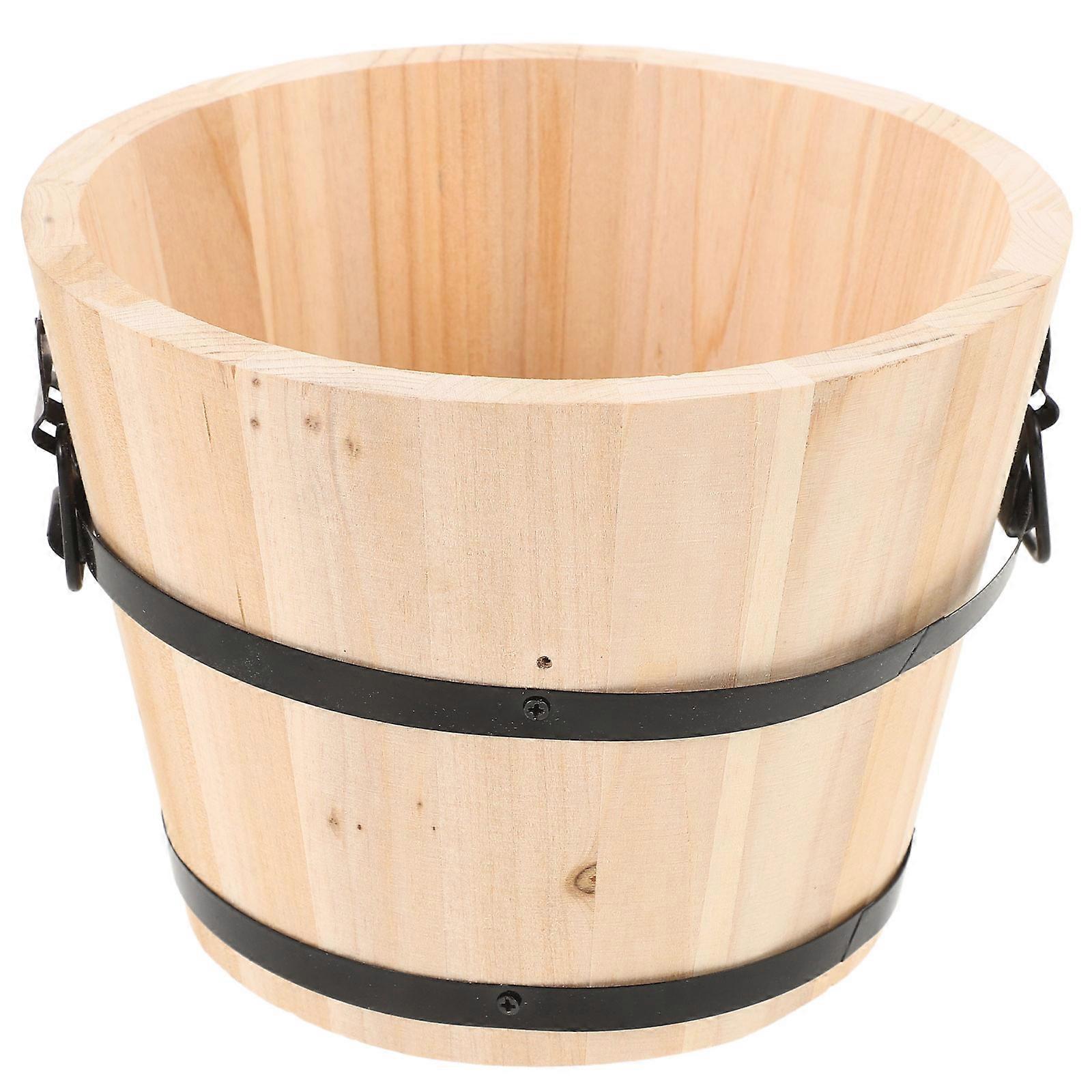 Beige Wooden Bucket for Rice Steaming Practical Kitchen Accessory