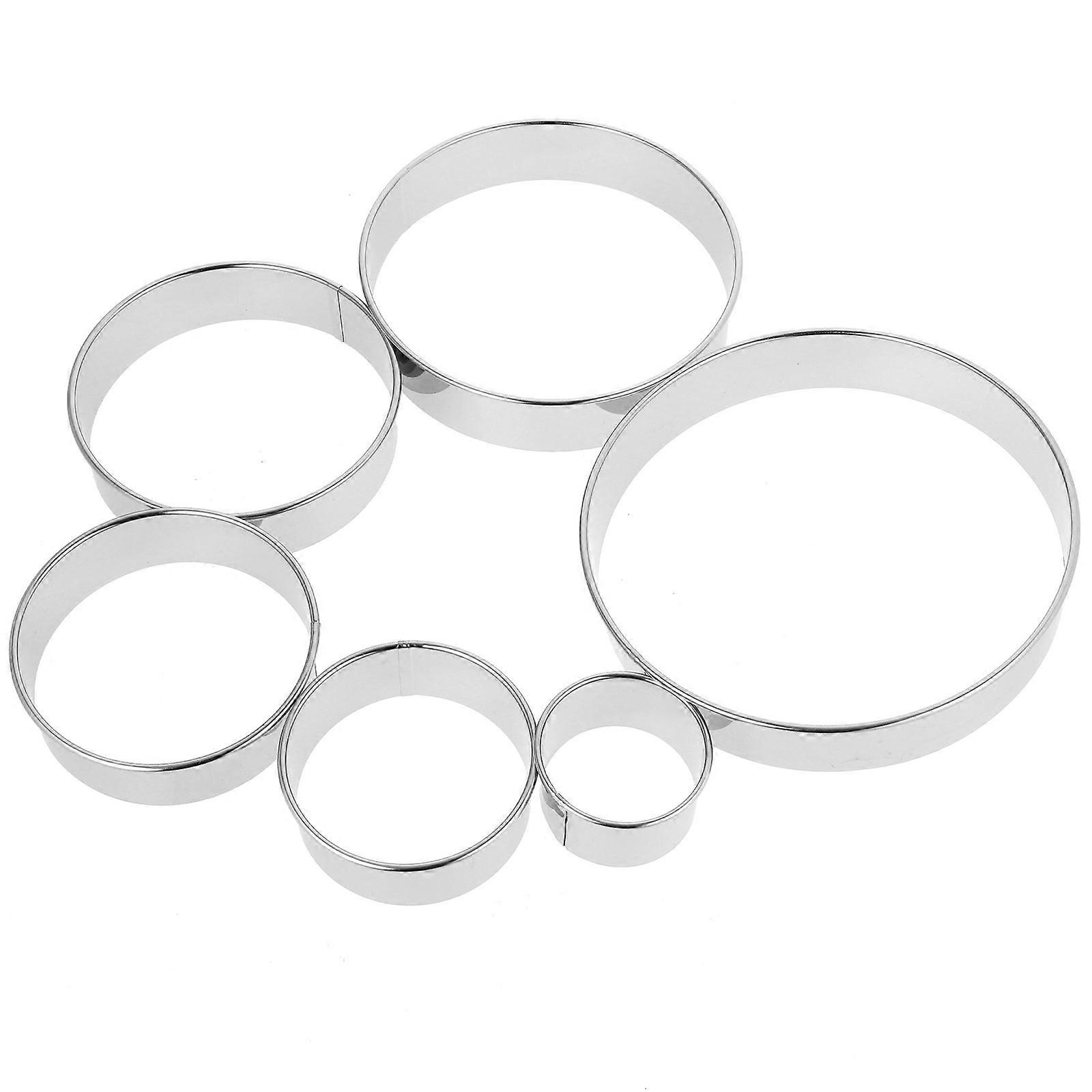 6Pcs Stainless Steel Round Cake Rings Mousse Molds for Kitchen Baking