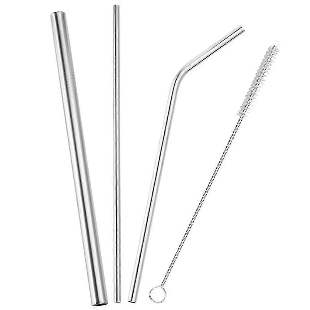 Reusable Stainless Steel Straw Set with Cleaning Brush for Drinking Use