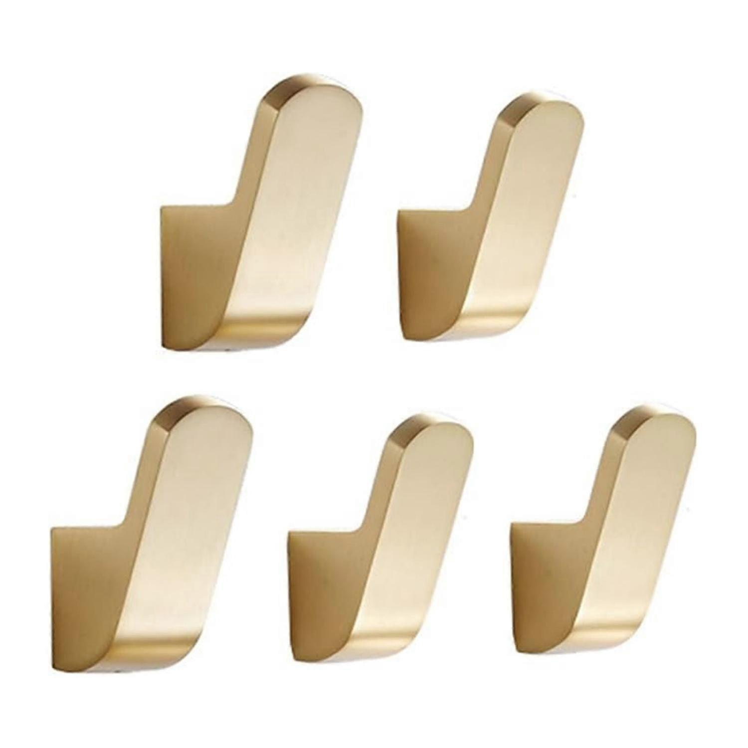 25-26 5PCS Thickened Brass Material Brushed Copper Coat Hooks Coat Hooks Wall Mounted Bathroom Hardware