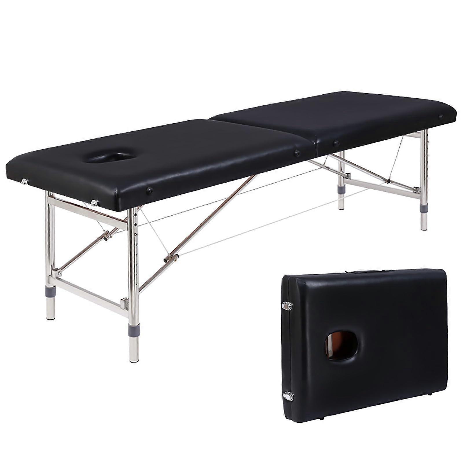Portable Massage Table Folding Height Adjustable with Stable Steel Frame and Density Foam Black