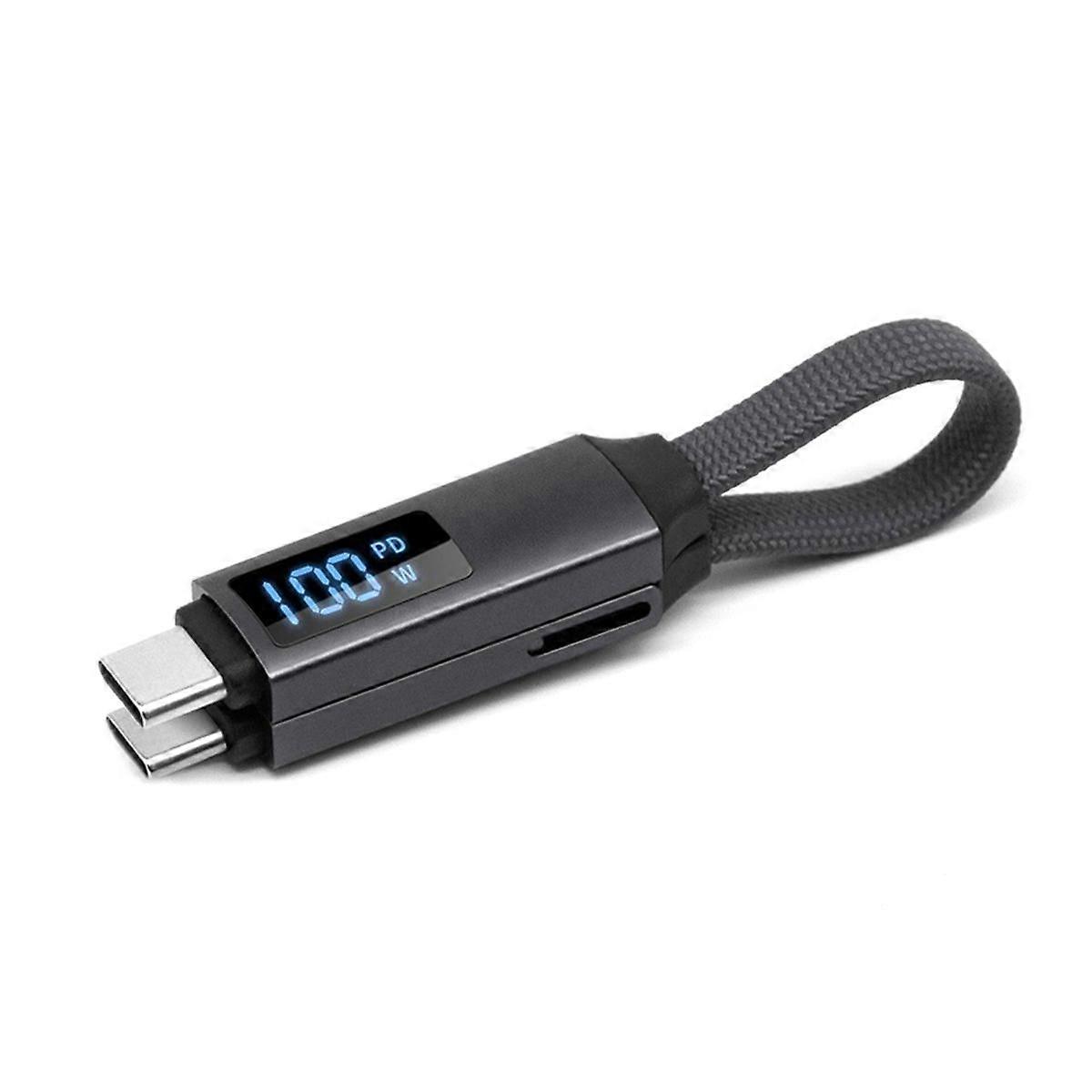100W Keychain USB Type-C Fast Charging Data Cable for / Key Chain Short Cord Wire for Gray