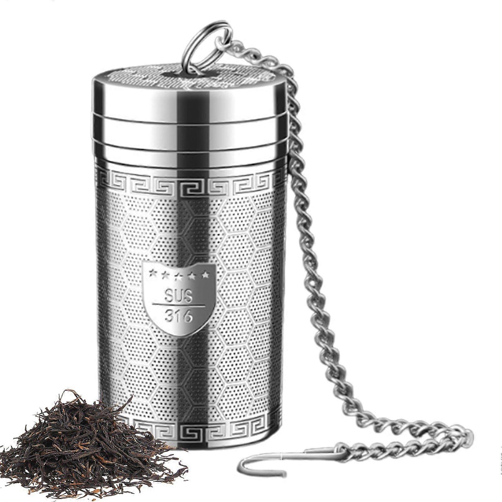 Tea Infuser Extra Fine Mesh Stainless Steel Loose Leaf Strainer with Threaded Lid and Chain Hook