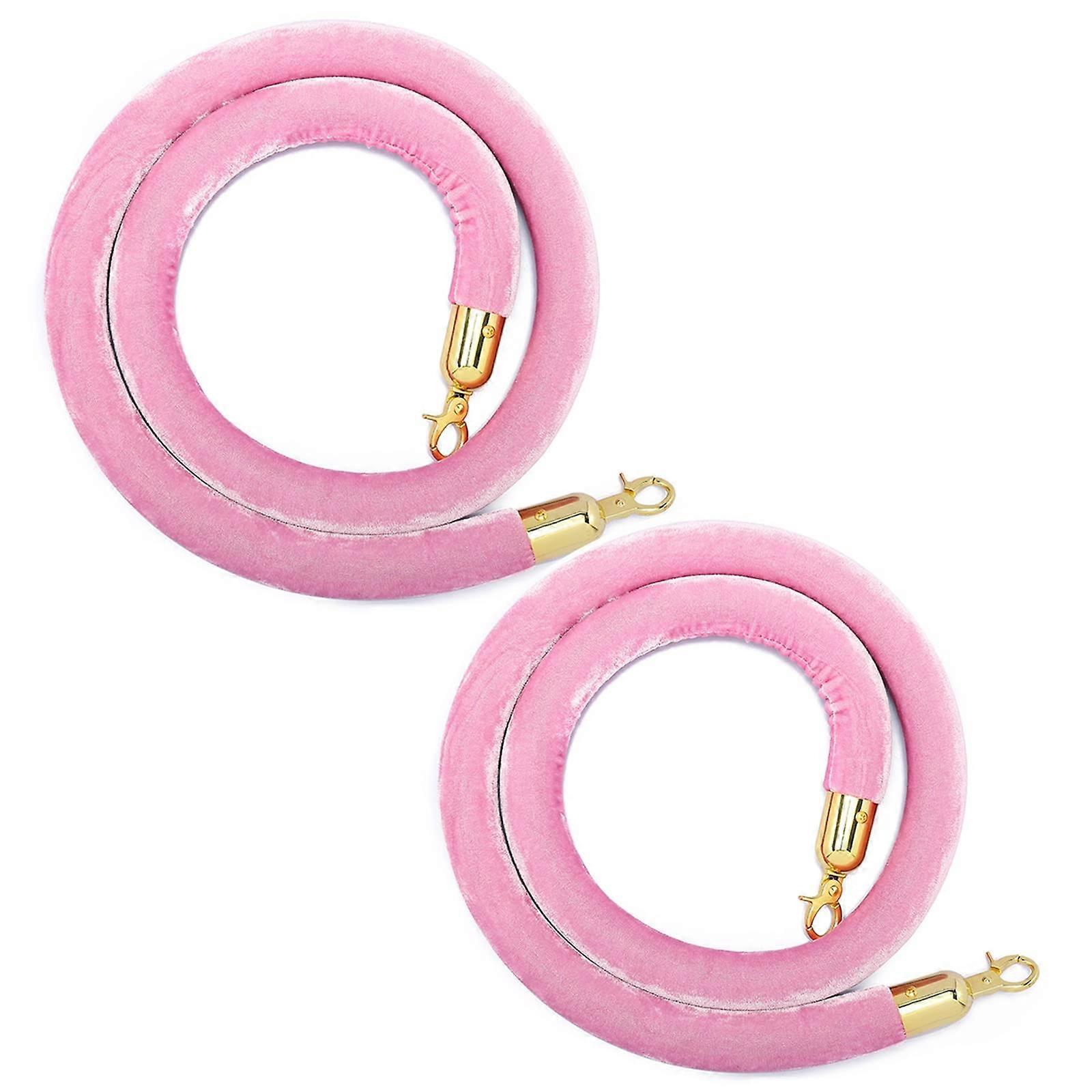Velvet Stanchion Rope with Gold Hooks for Crowd Control, White, 2 Pack, Multiple Length Options