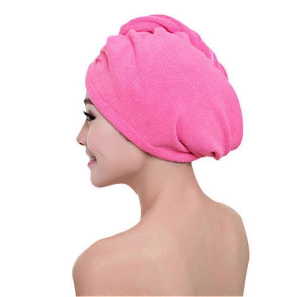 Microfiber Hair Towel Wrap Rose Red Quick Dry Super Absorbent with Button Closure 60x20cm