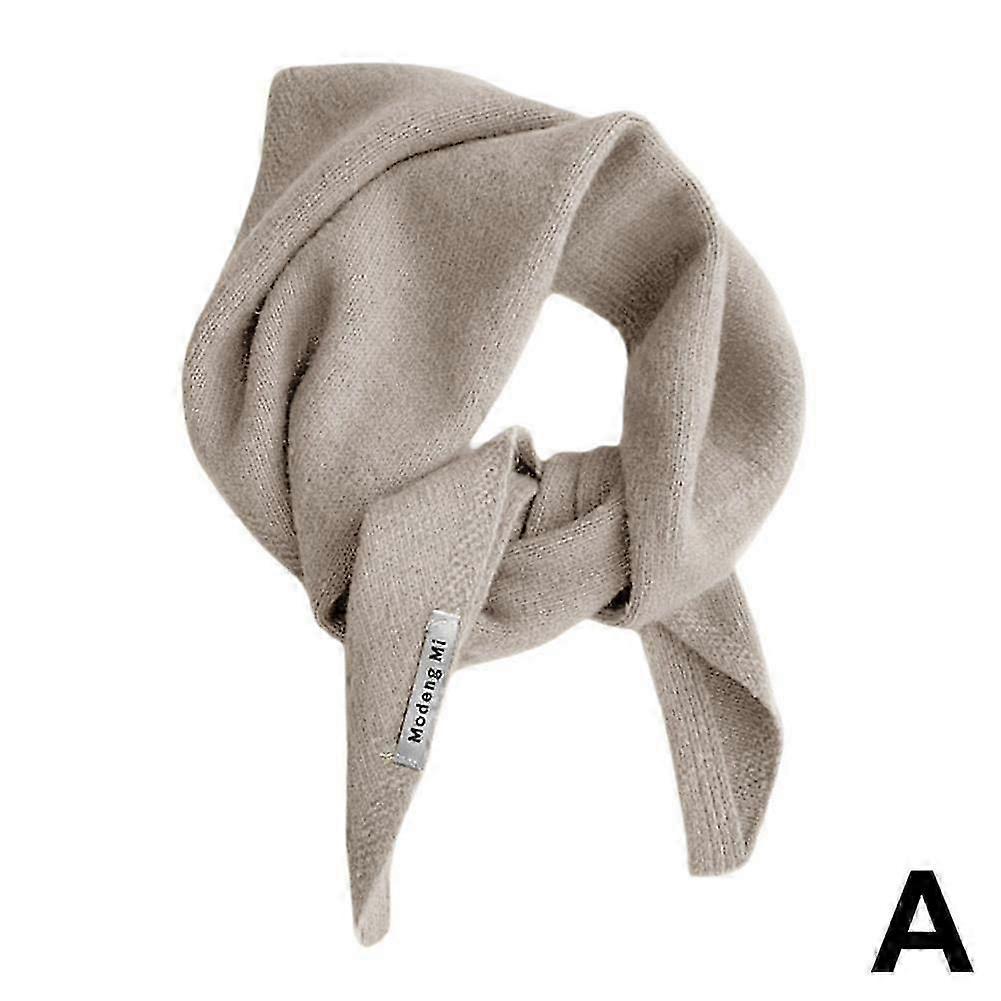 Solid-Color Knitted Triangular Shawl Scarf Outerwear Women's Cape Warm Practice
