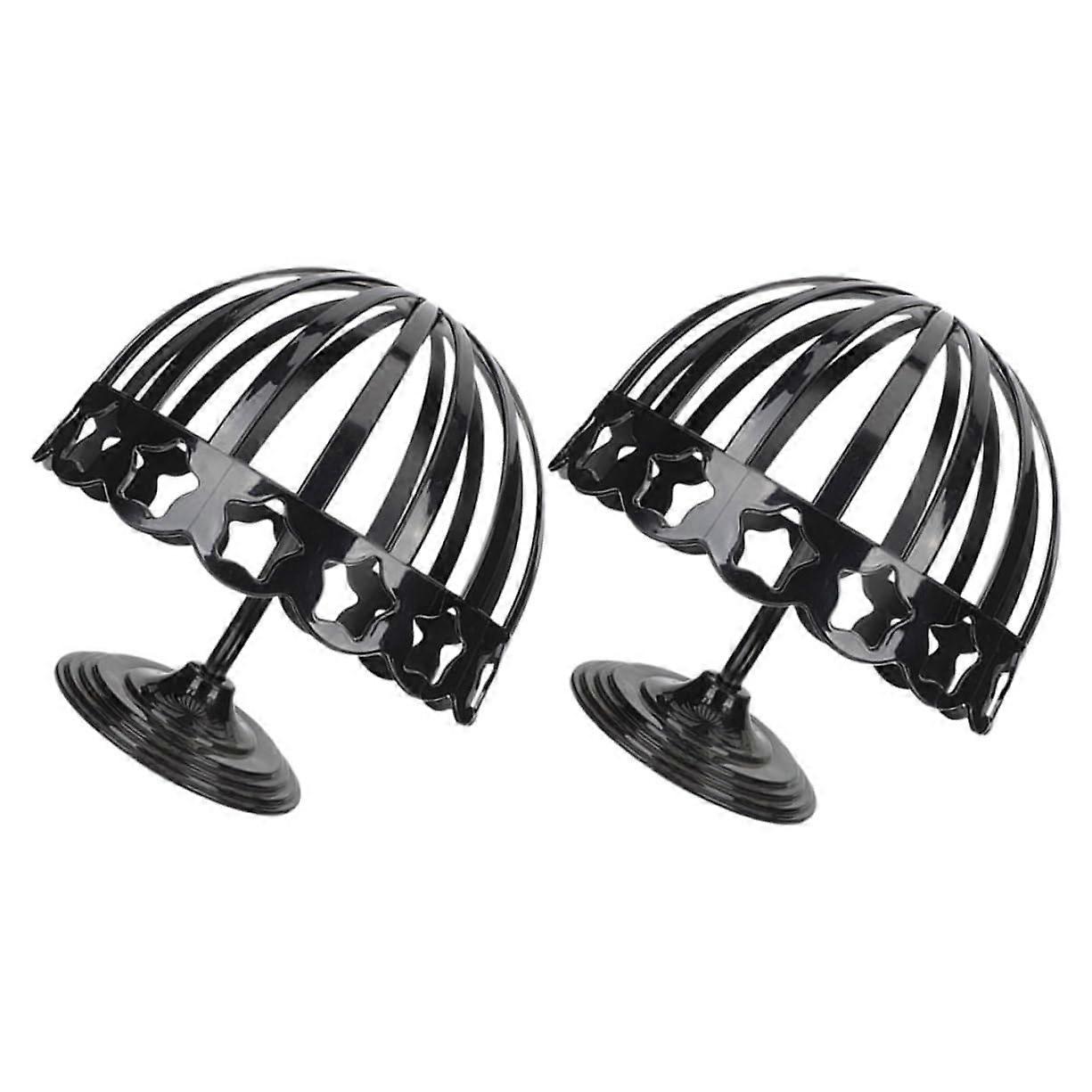 2pcs Plastic Dome Hat Display Stand  Stylish Cap Rack for Home and Retail Organization Black
