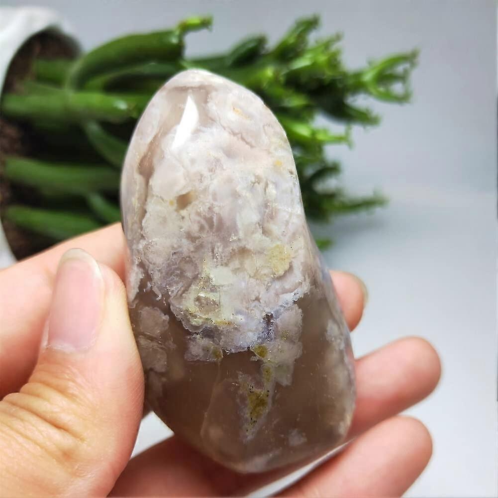 Large Natural Agate Crystal Set with Unique Patterns, Cherry Blossom Flower Agate Decor 2pcs