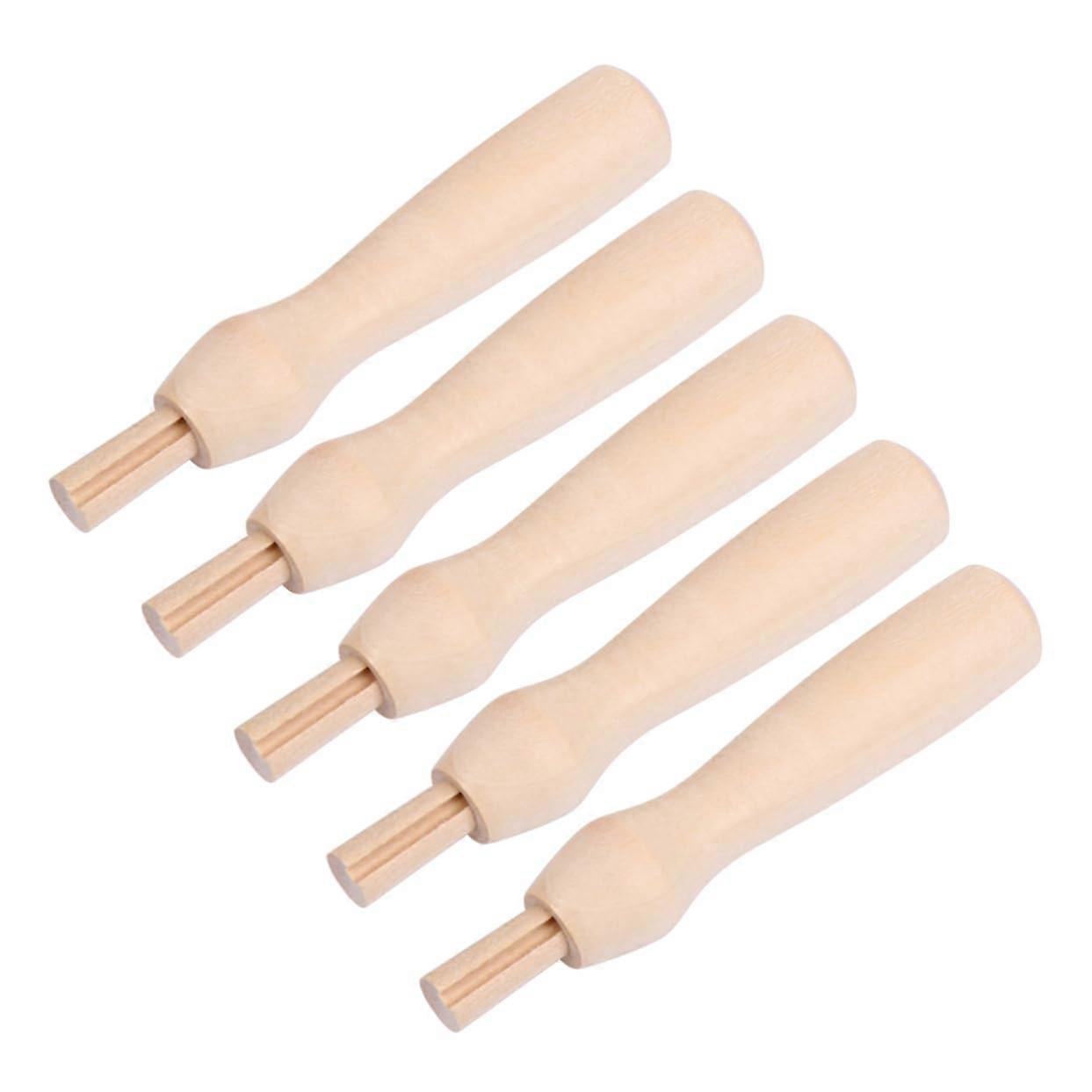5pcs Solid Wood Needle Felting Handle Set for DIY Wool Felt Projects with Ergonomic Comfort Grip