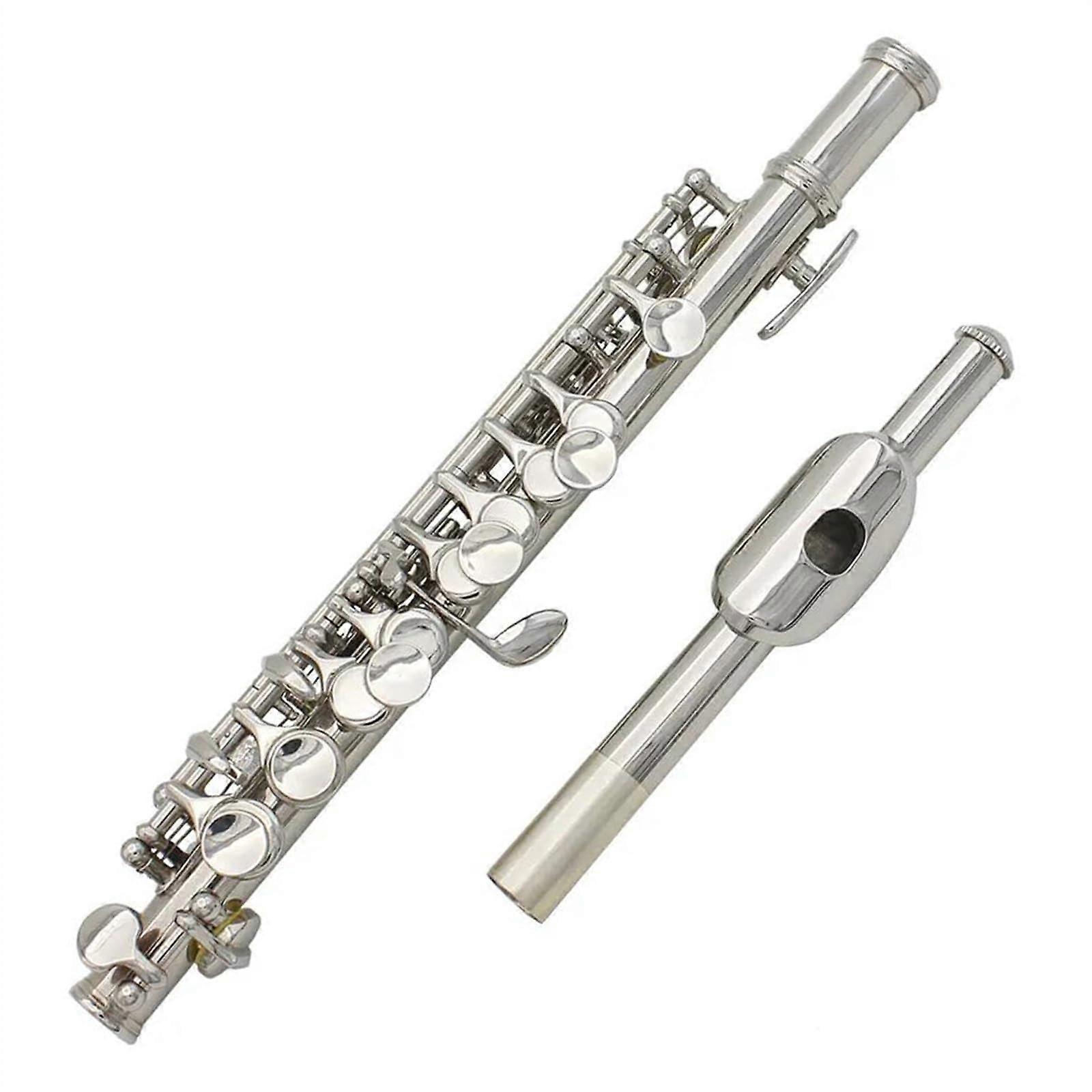 Professional 16 Hole C Key Silver Plated Piccolo Flute Cupronickel Half Size with Case