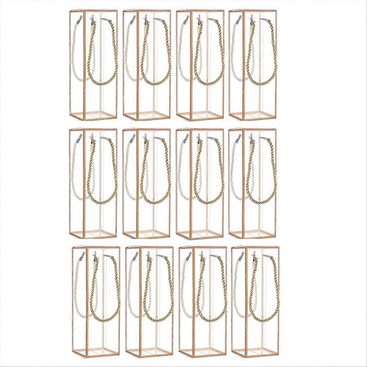 12 Pack Transparent Plastic Gift Box, with Golden Borders