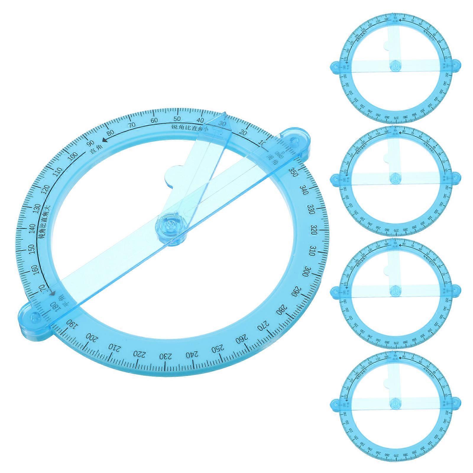 Circular Protractor Plastic 360 Degree Movable Angle Protractor for Students 10Pcs