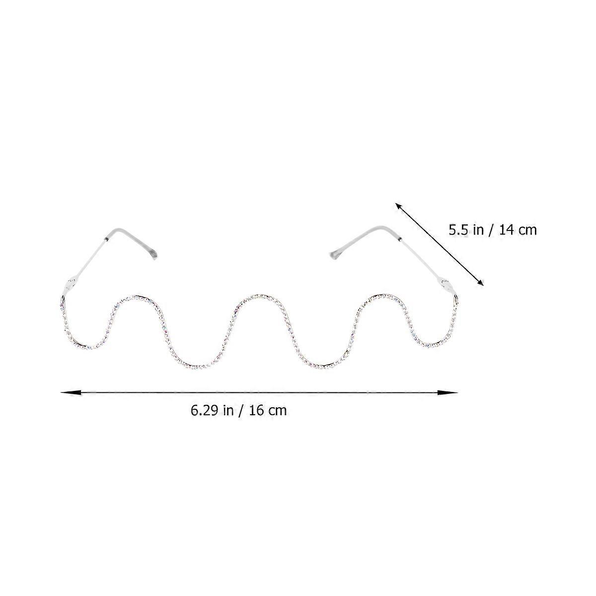 Diamond Silver Semi-Rimless Glasses Lensless Frame for Decor 1Pcs Wave Style