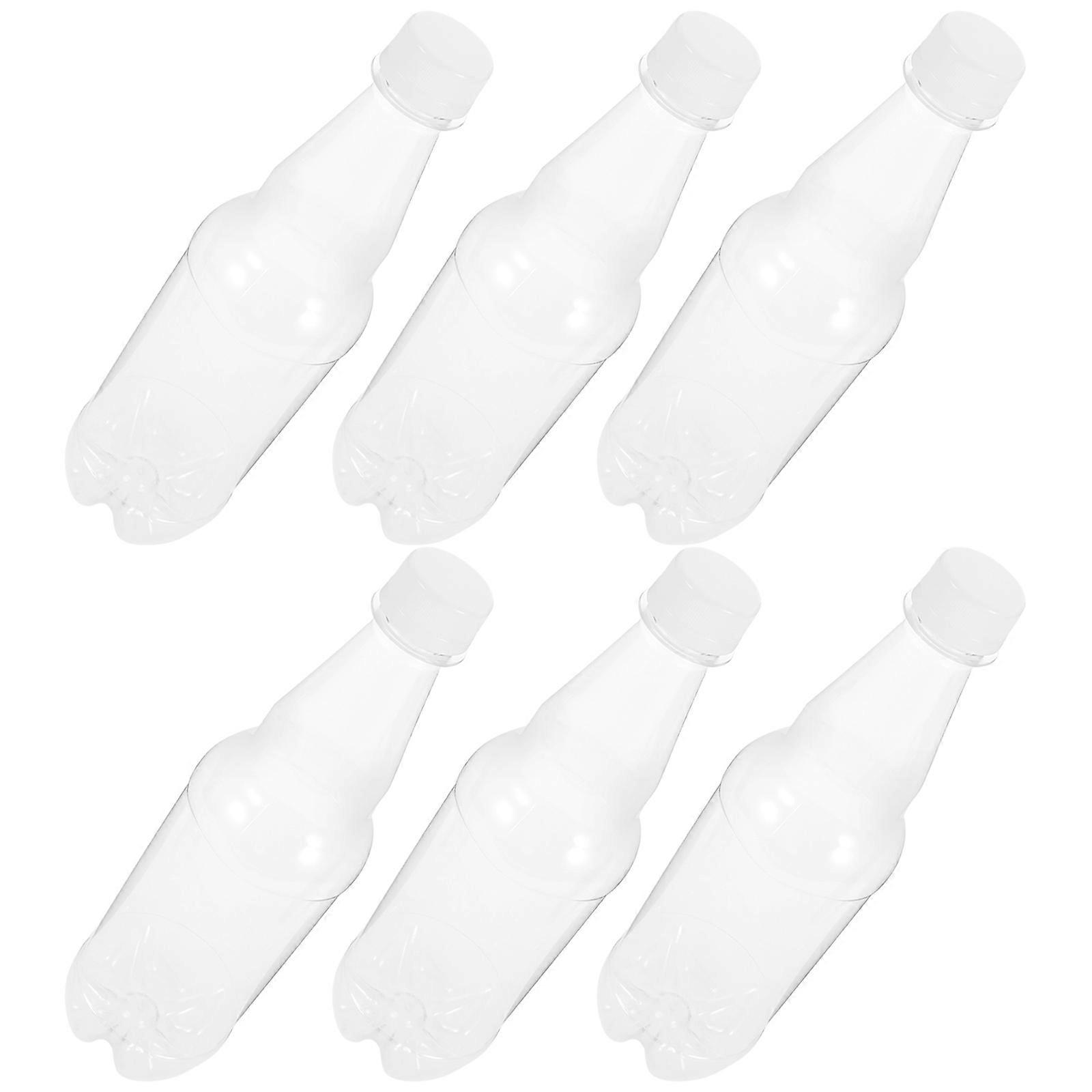 6pcs Transparent Clear Bottles Reusable Juice Bottles Multi-function Wine Bottles