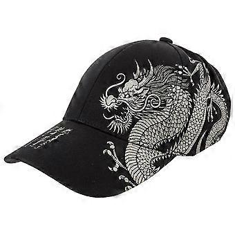 Black China Style Baseball Cap for Sun Block 1 Piece with Dragon Pattern