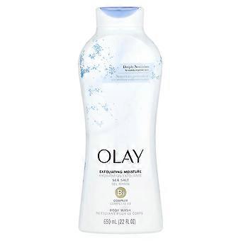 Olay, eksfolierende fuktighetsgivende dusjsåpe, havsalt, 650 ml