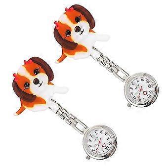 Lot de 2 montres de poche argentées à suspendre, motif dessin animé, pour la décoration et l'usage pratique.