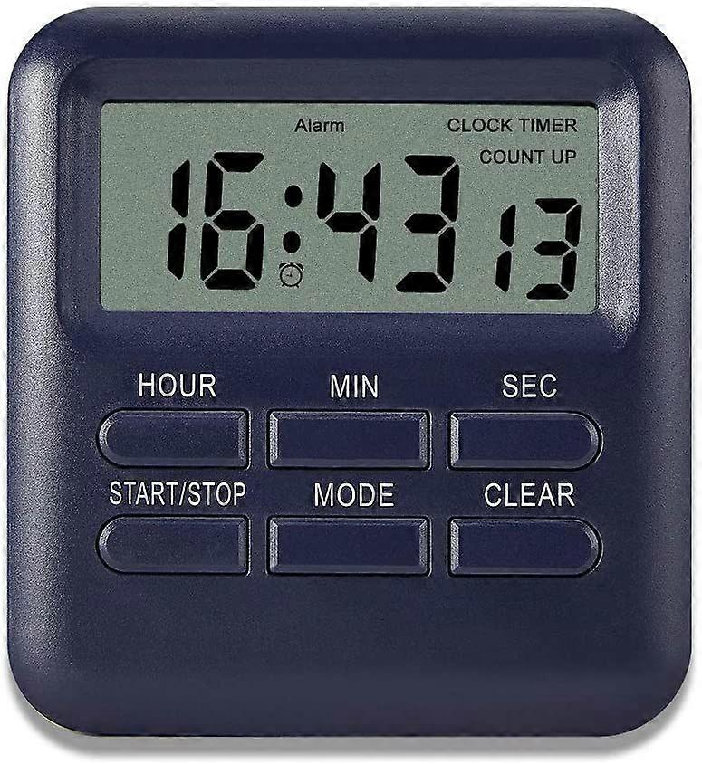 Digital Timer with 3 in 1 Clock / Alarm Function, Magnetic Kitchen Timer, Countdown Stopwatch Timer, Kitchen / Study / Sport Time Management (Dark Blu
