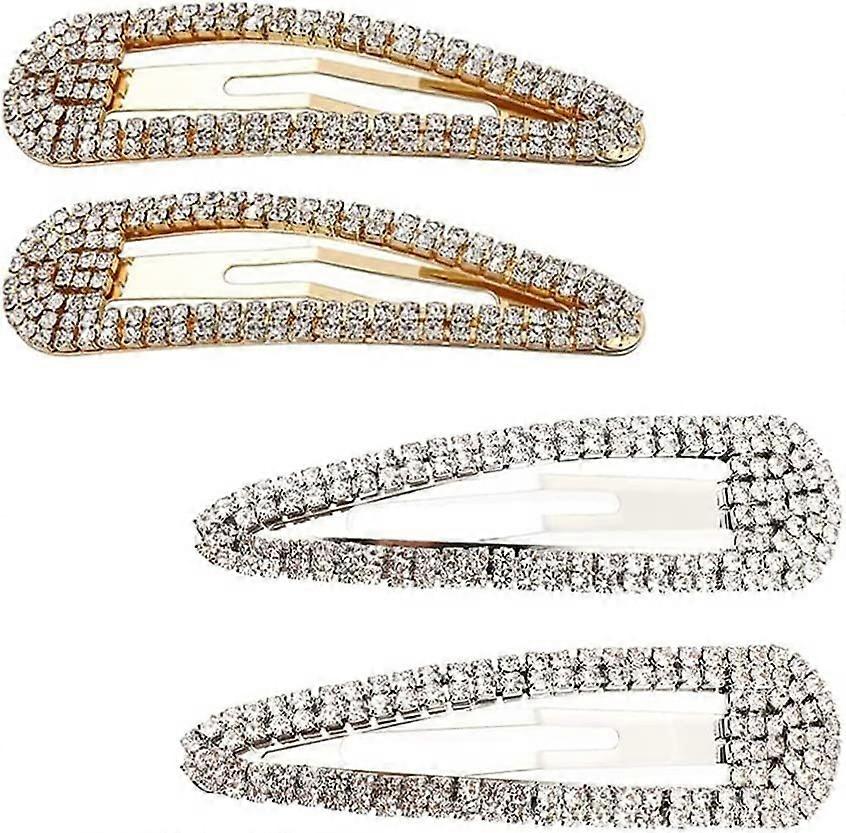 4 Pcs Rhinestone Snap Clips Large
