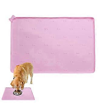 Dog Mat, Pet Feeding Mat, Cat Placemat, 23.6 x 15.7 Inches Silicone NonSlip Foldable QuickDry Pink A