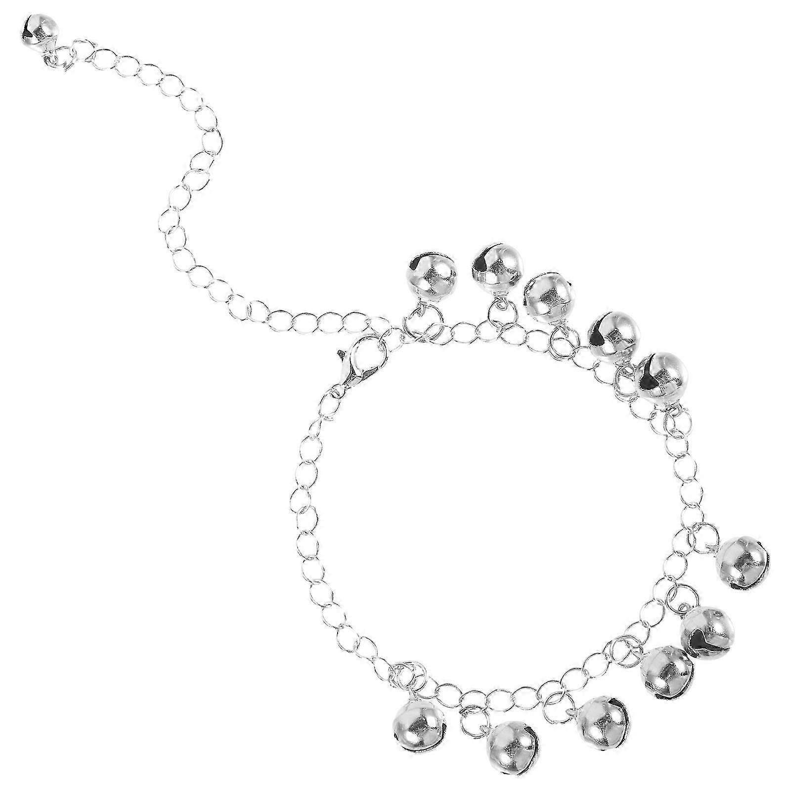 Solid Link Chain Bracelet Bell Charm Bracelet for Decoration Silver