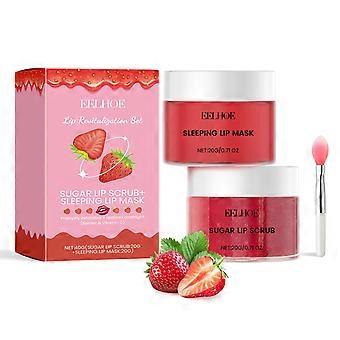 EELHOE Strawberry Lip Care Set, Fruity Scrub Lip Mask 2-Piece Moisturizing Lip Care Set
