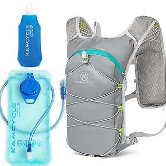 Running Hydration Vest with 2L Bladder and 500ml Soft Flask, Lightweight Reflective Pack for Trail Running and Marathon (Grey)